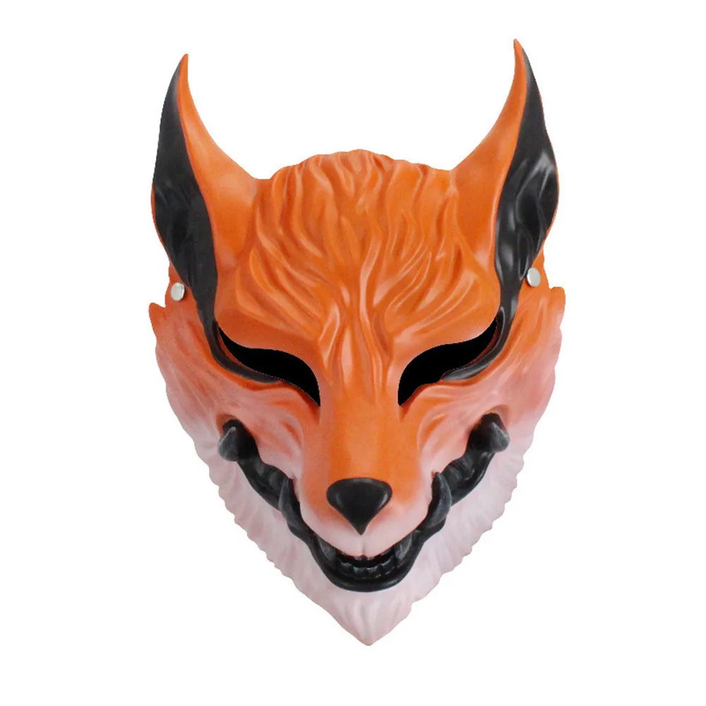 Japanese Kyuubi Kitsune Nine Tail Fox Mask Bijuu Cosplay Halloween Party Costume Props Animal Mask Resin