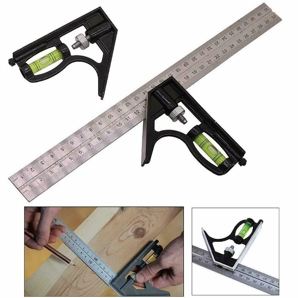 New Adjustable Engineers Combination Try 90-degree Multi-functional Horizontal Right Angle Ruler Stainless Steel Angle Ruler