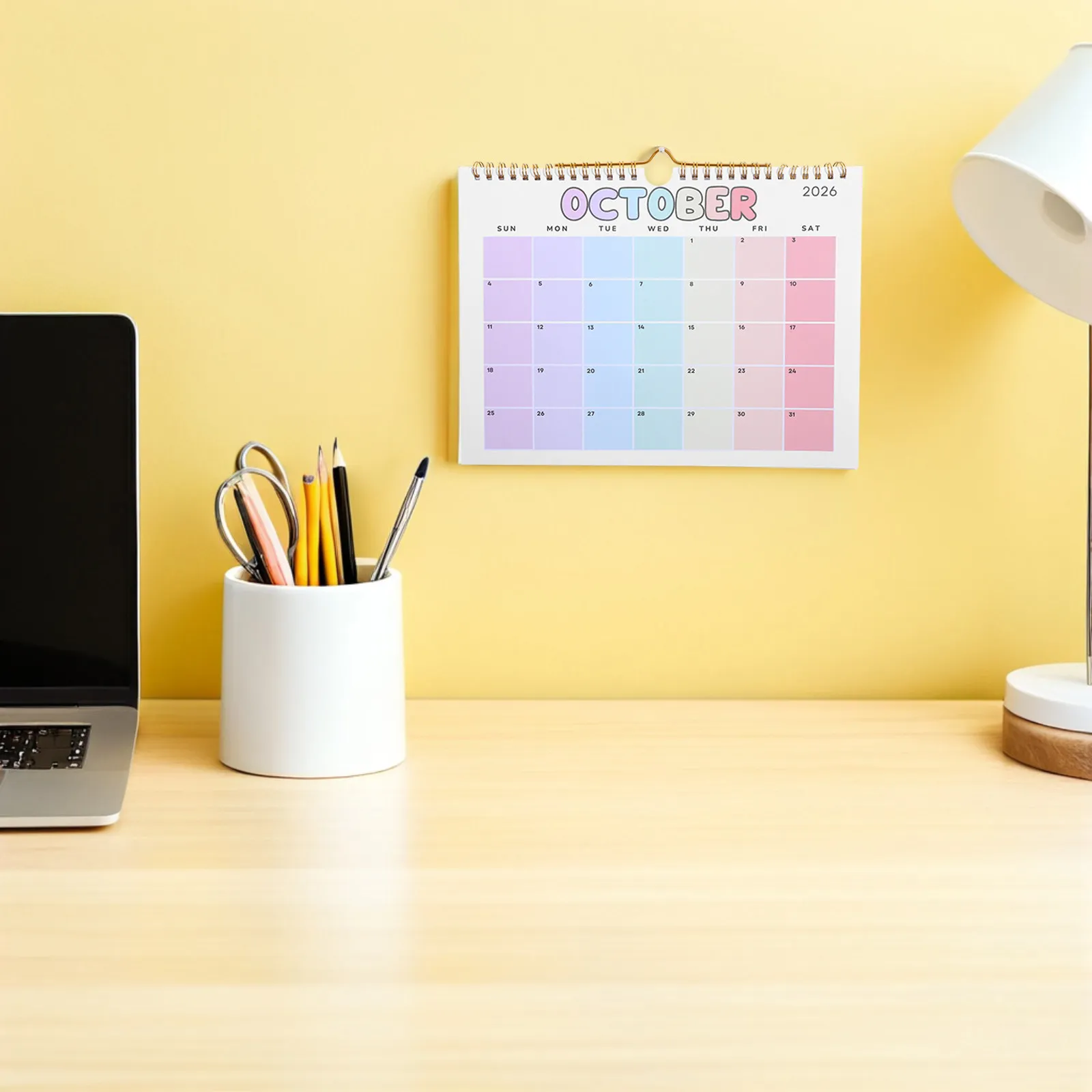 

Yearly Wall Calendar 2026 11x8.25 Hanging Wirebound Paper Planner Family School Business Monthly Scheduling Organizer