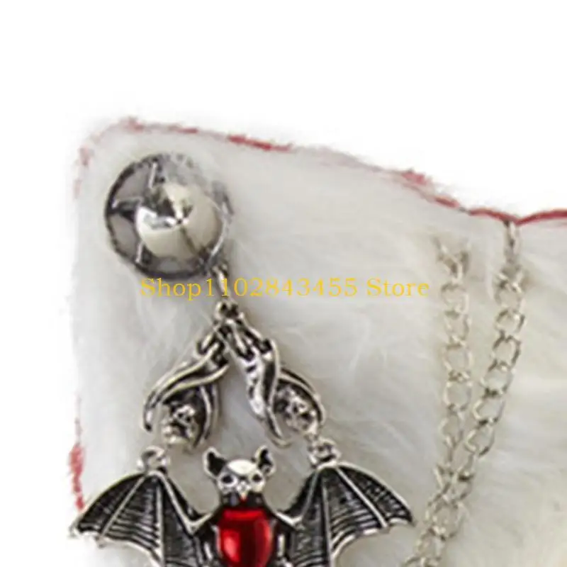 

49MC Заколка для волос с кошачьими ушками и висячими украшениями, заколки для волос на Хэллоуин, милая заколка для волос