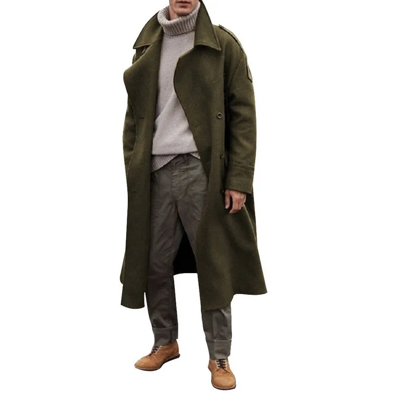 S-2XL Heavyweight Thickened Trench Coat Streetwear Fashion X-long Man Coats Outdoor Travel Clothes With Epaulets For Winter