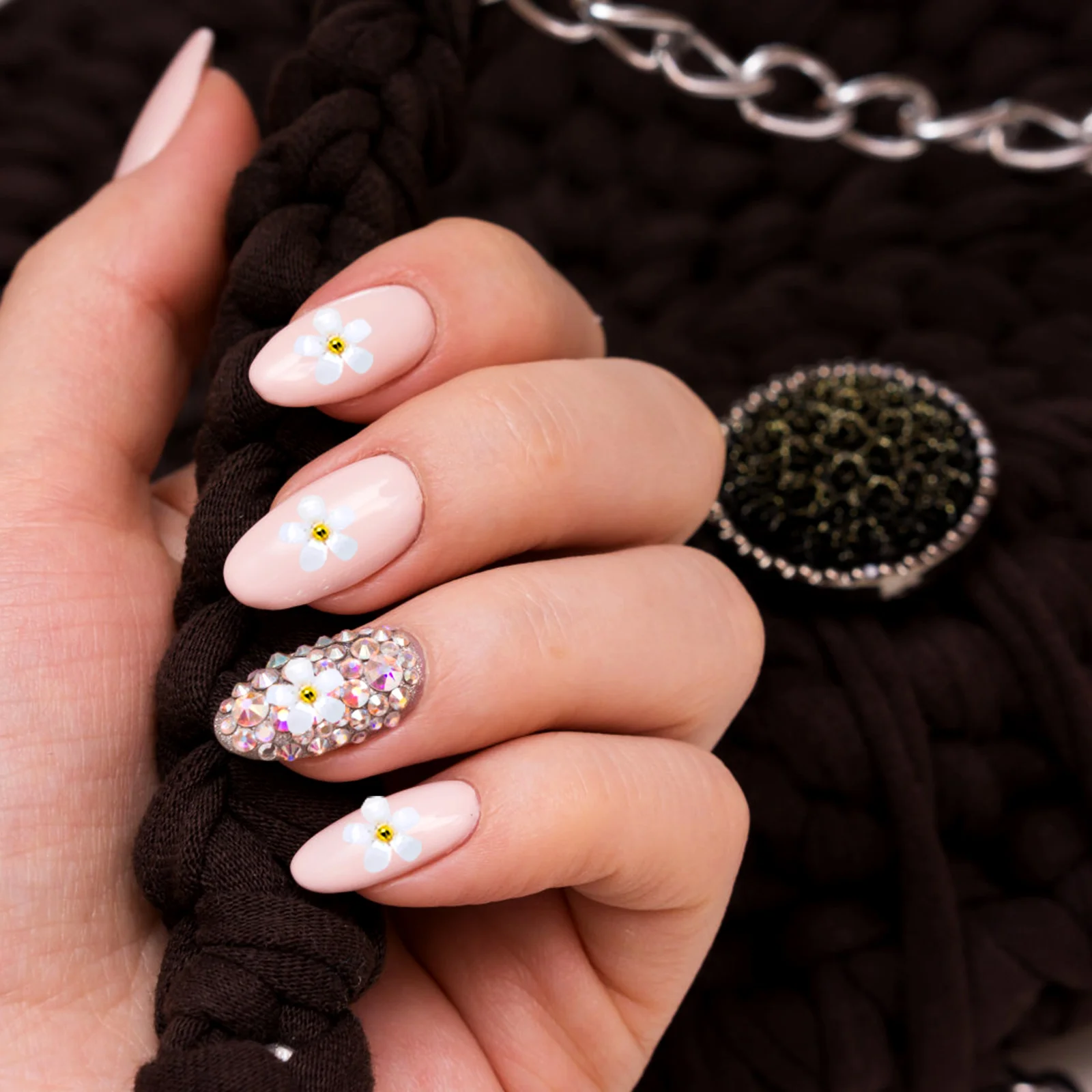 

6 Boxes Nail Art Decorations Flower Charms Manicure DIY Accessory Resin Material Long Lasting Use Unique Design