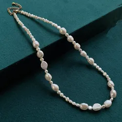 Luxury Natural Freshwater Pearl Necklace for Women Wedding Jewelry Small Irregular Baroque Big Pearl Charm Short Choker Necklace