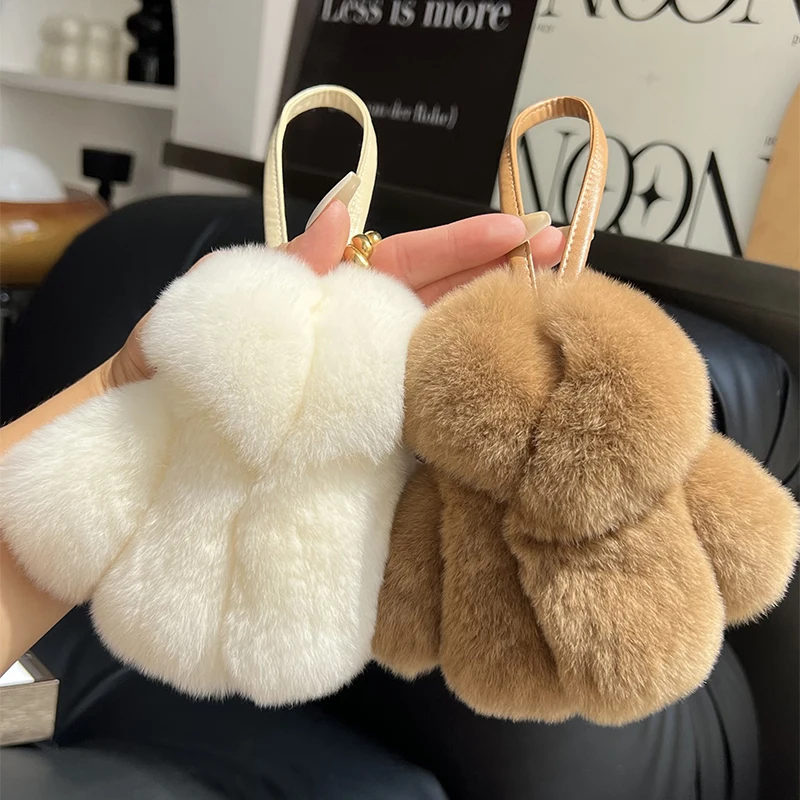 

Rex Rabbit Fur Keychain Small Clothes Modeling Keychain Fur Pendant Key Chain Keychain Fluffy Keyring Gift For Women Bag Charms