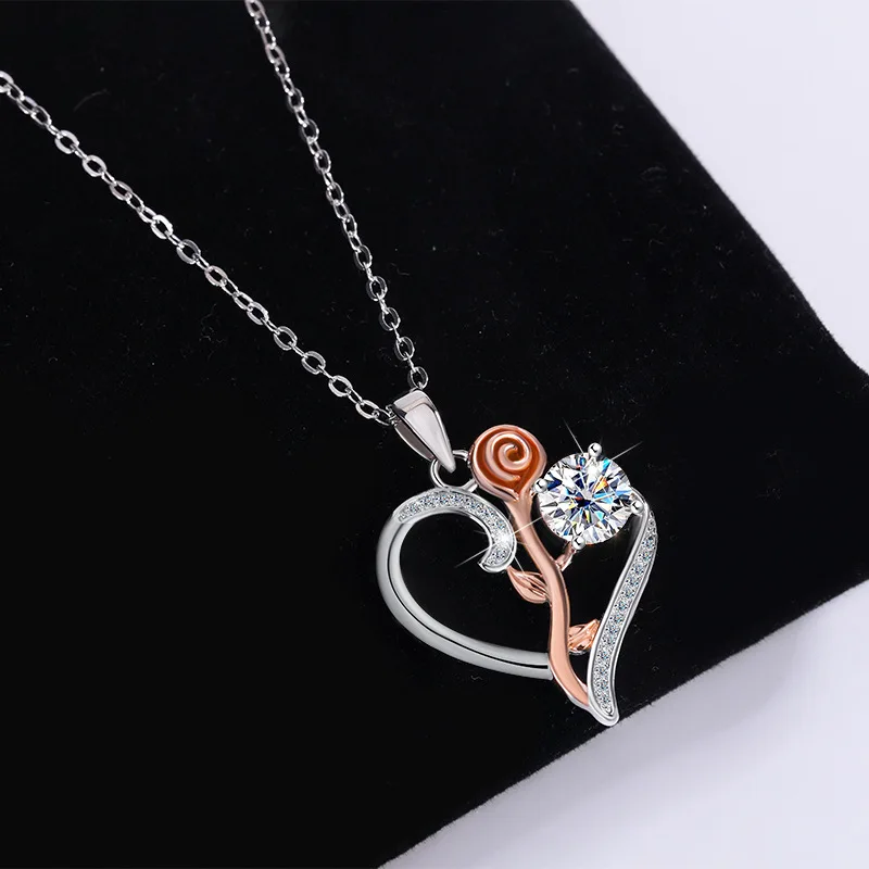 

High-quality Silver "I Love You for A Lifetime" Necklace, Mosang Diamond Pendant for Women Qixi Valentine's Day Collarbone Chain