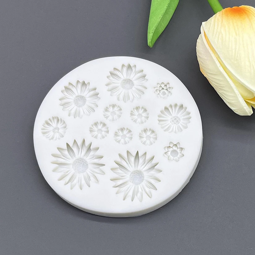 Gänseblümchen Wilde Chrysanthemen Blumen Silikonform für Zuckerguss Schokolade Cupcake Backen Fondant Kuchen Dekorationswerkzeuge – Detail 4