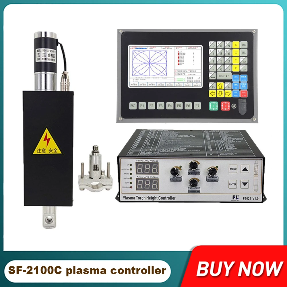 SF-2100C CNC controller 2-axis plasma cutting machine system with THC lifting body JYKB-100 24VDC/T3 height controller F1621