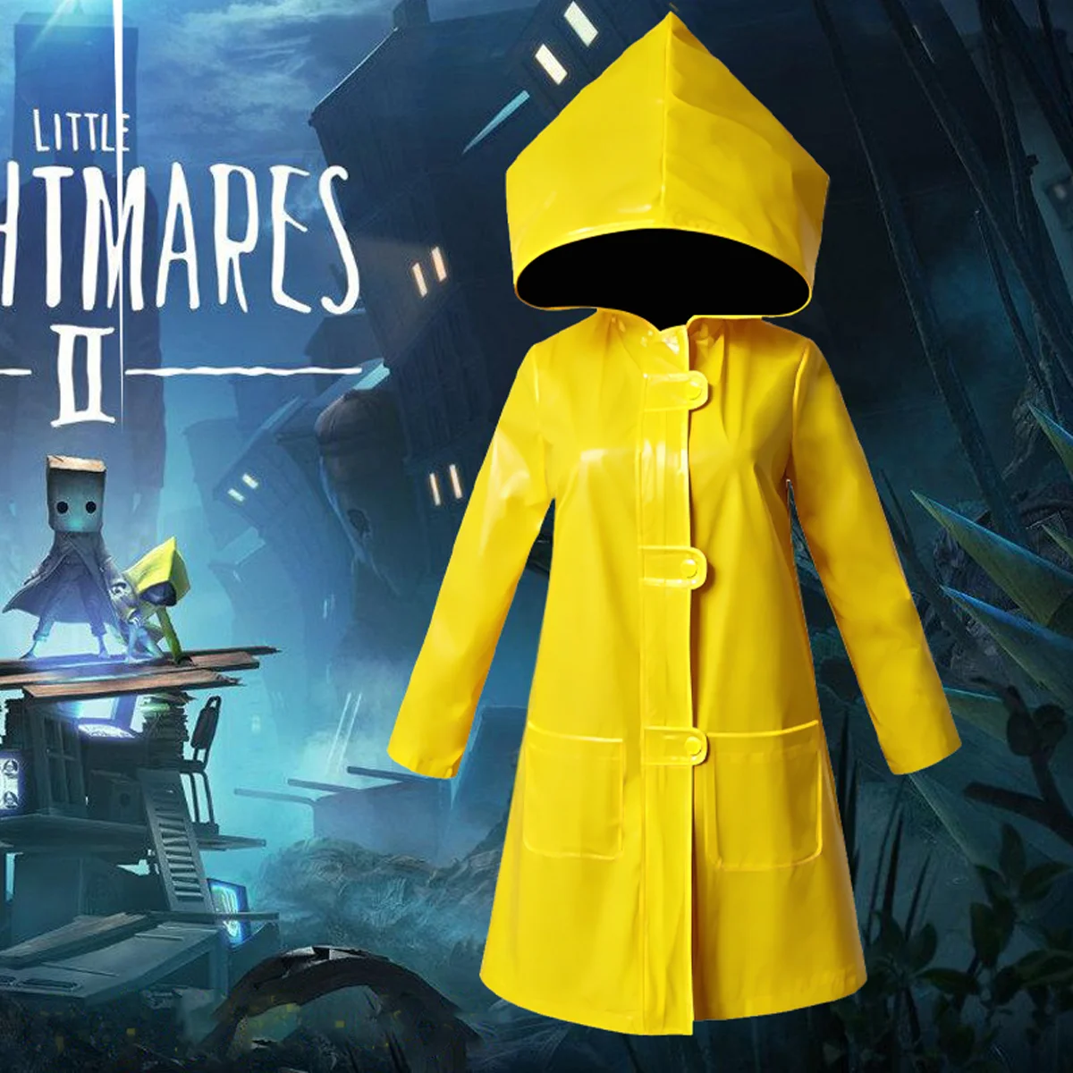 

Little Nightmares 2 Six Cosplay Outfit | Yellow Hooded Raincoat Halloween Horror Costume for Carnival, Cosplay Party & Stage Per