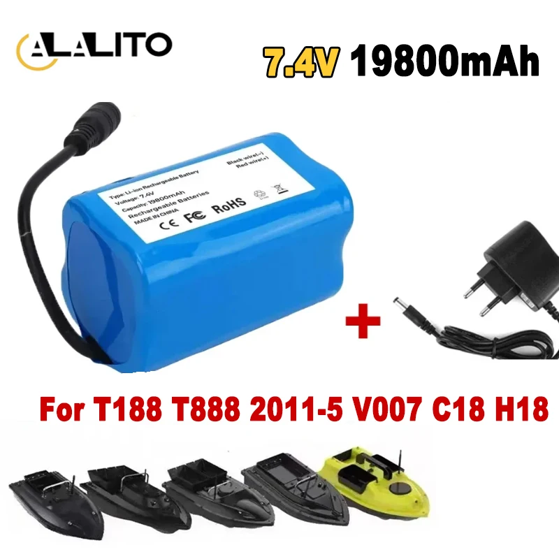 Lipo battery For T188 T888 2011-5 Remote Control Fish Finder Fishing Bait Boat Spare Parts RC toys accessories 2S 7.4V 19800mah.