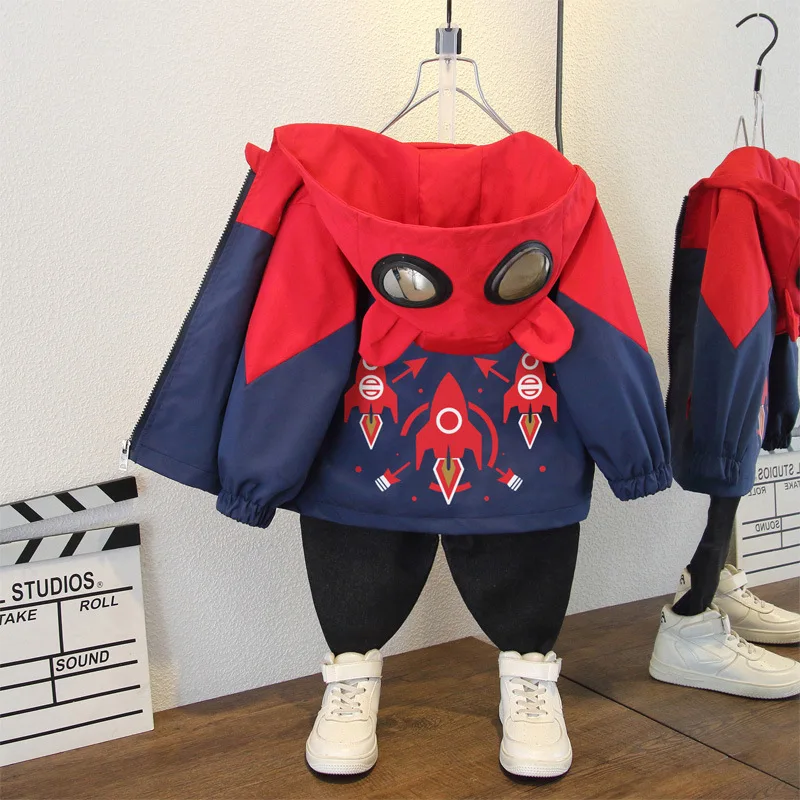New Children\'s Coat Boys\' Korean Version Spring and Autumn Letter Hooded Top Middle and Large Children\'s Fashion Jacket 1-12Y