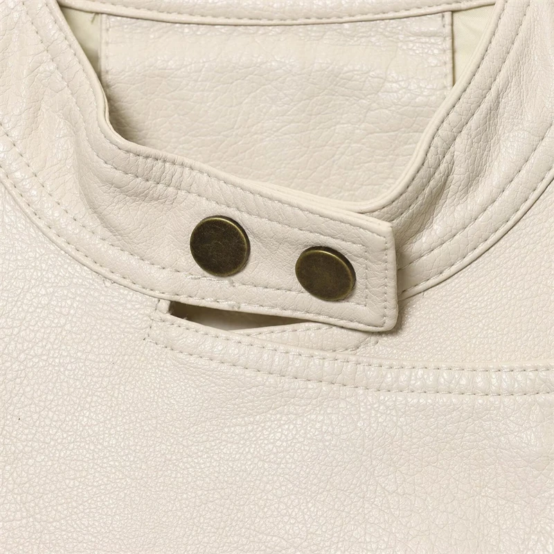 เสื้อแจ็คเก็ตหนังเทียมสั้นสำหรับผู้หญิง คอลเลคชั่นฤดูใบไม้ผลิ 2026 สไตล์ลำลอง คอทรงโอ ซิปแบบไม่สมมาตร ทรงหลวม ผ้า PU