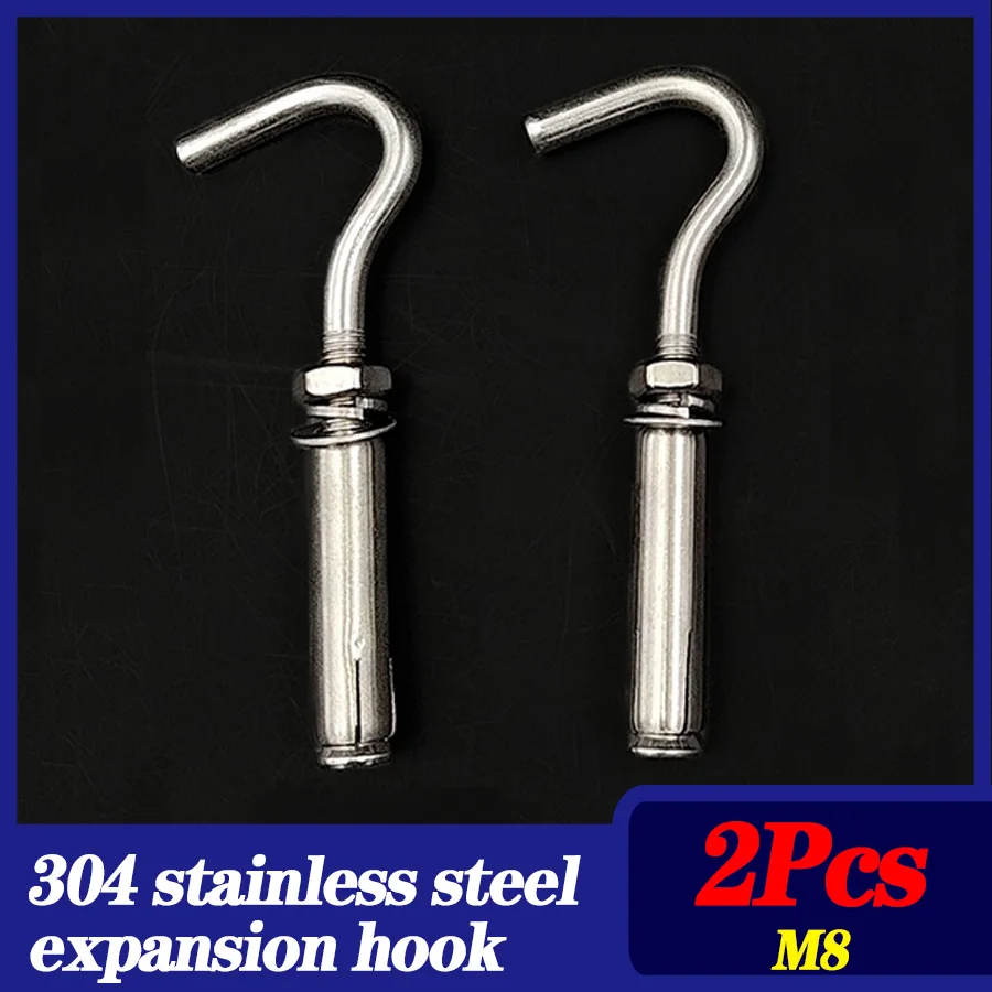 2Pcs Stainless steel Expansion screw hook lifting ring bolt wear-resistant and rust proof