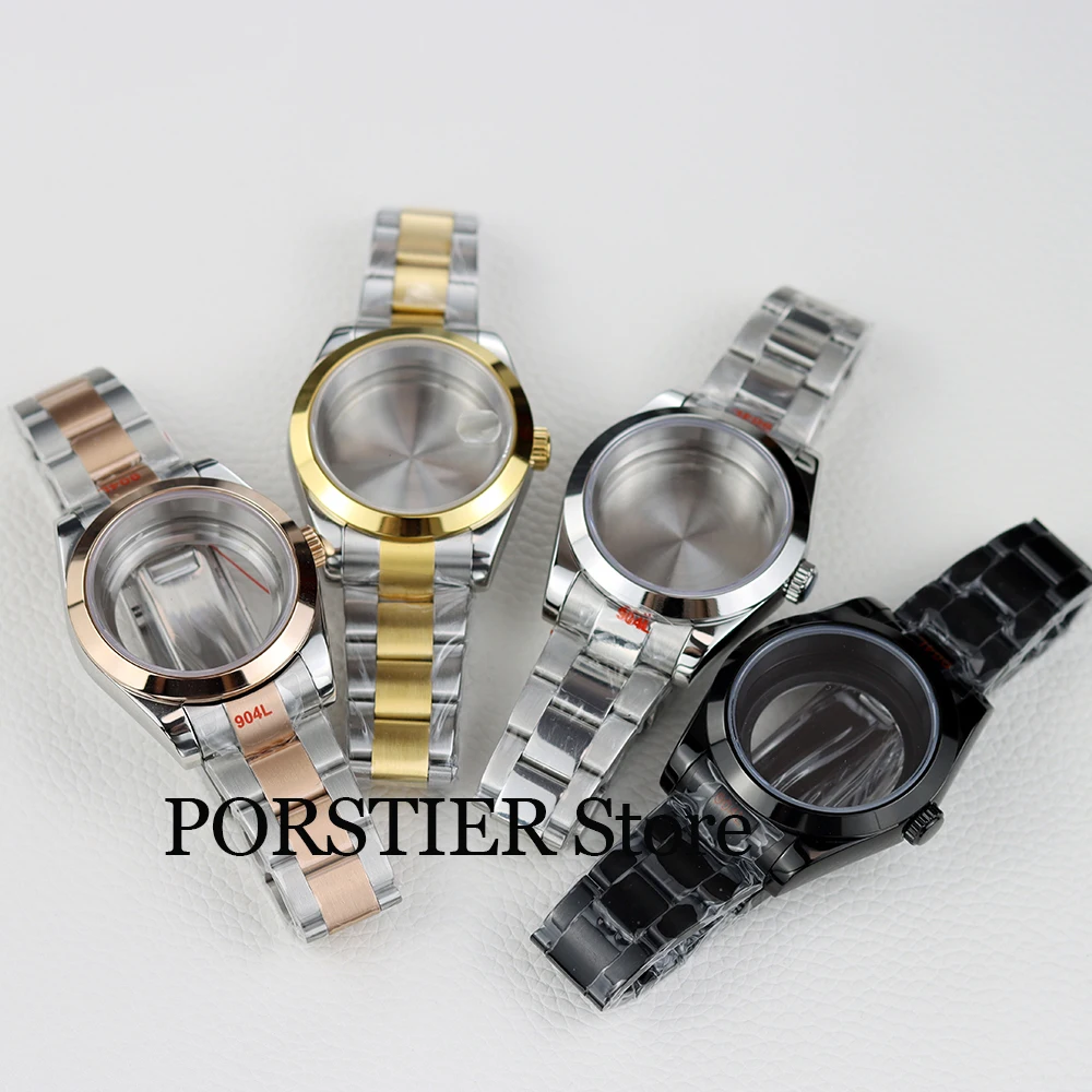 

36mm/39mm NH35 Watch case oyster bracelet gold Stainless Steel Sapphire Fit datejust NH35 NH36 Movement waterproof 28.5mm dial