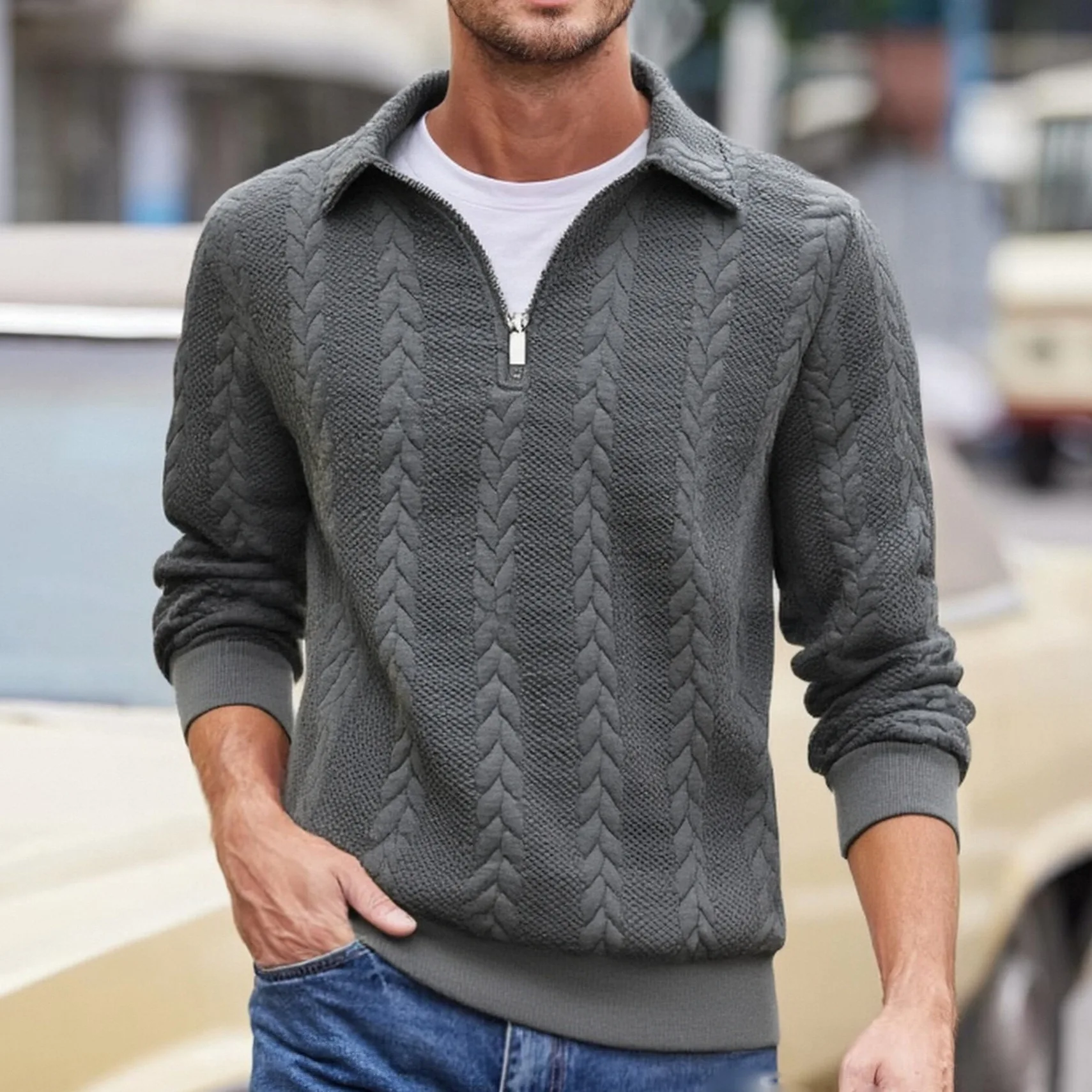 2026 Spring New Arrival Men's Tops Hoodie Half-Zip Collar Pullover Hoodie Business Casual Commuter Wear