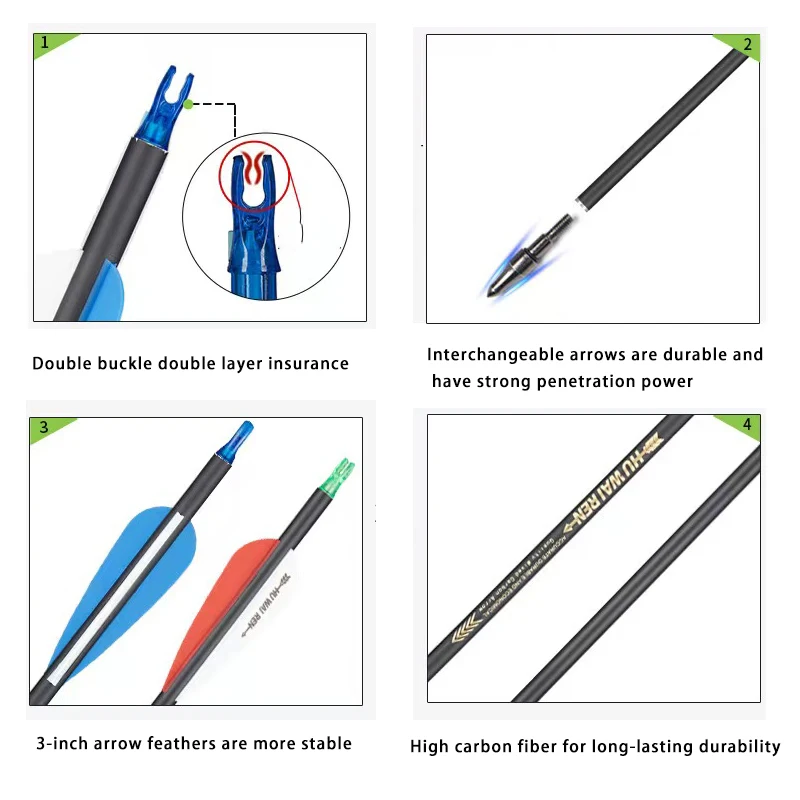 30pcs of 7.8mm bow and arrow arrow feather arrows, outdoor hunting and shooting, carbon arrow composite bow and cross