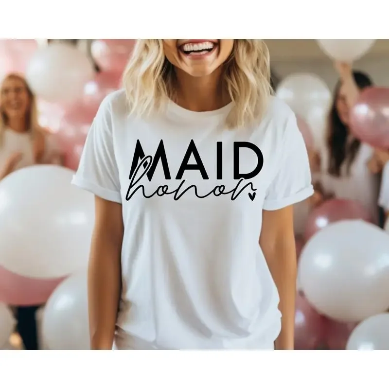 Maid Of Honor Bachelorette Party T Shirt Bridal Bridesmaid Bride To Be Wedding Bachelor Retro Bach