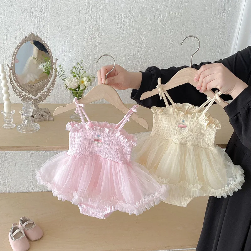 Bellbell Summer Infant Babys Girls Rompers Thin Sweet Kids Little Girls Jumpsuits 6-24M Toddler Girls Onesies Baby Girl Bodysuit
