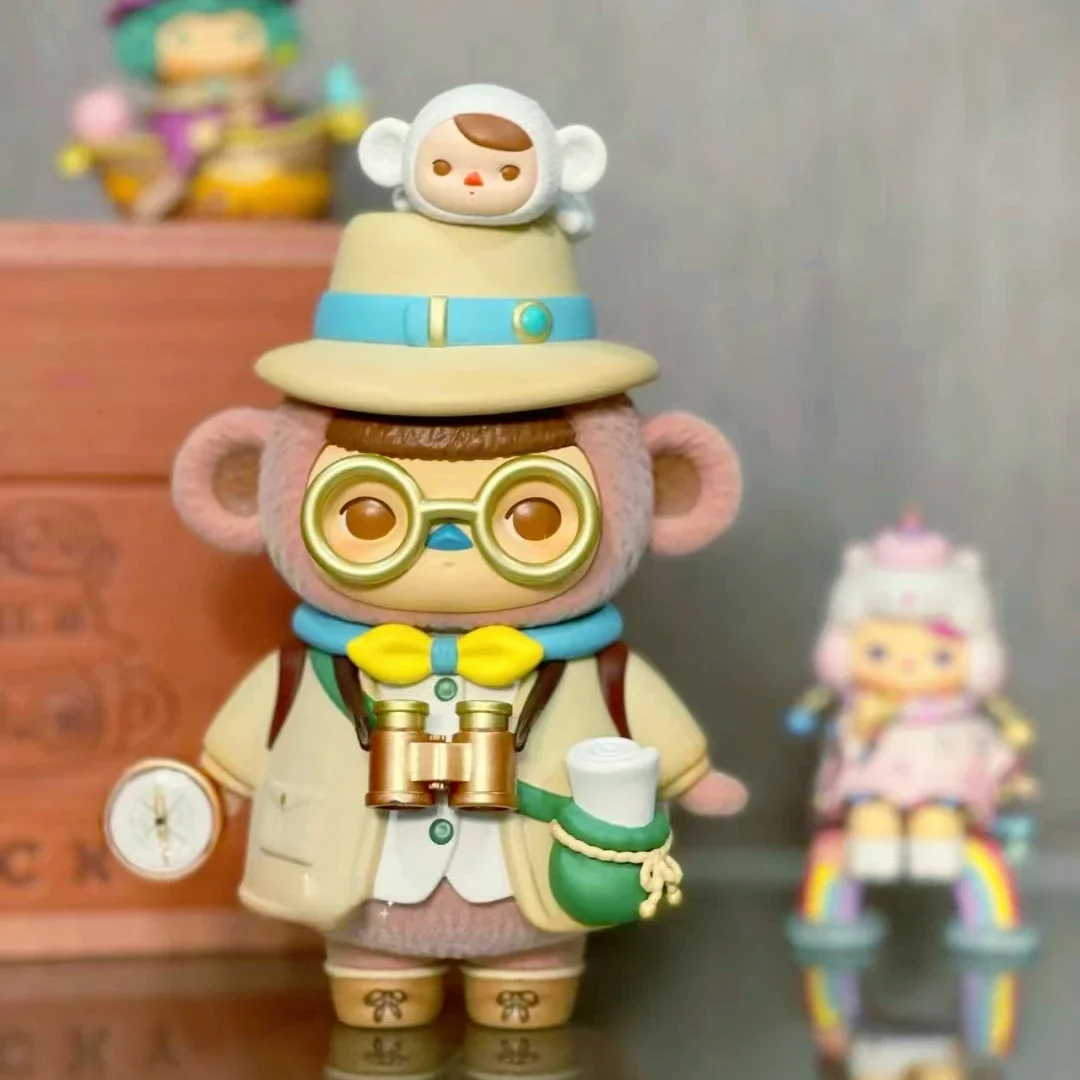 

Big PUCKY Time Traveler Baby Figure Monkey Archaeologist Explore Adventure Doll Toy Handmade Gift Collection Decoration