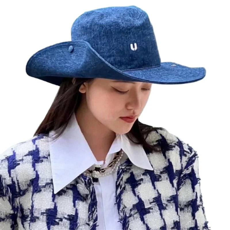 Bucket Hat Retro Embroidery Y749348 Letter Outdoor Beach Sport Fashion Cap Women Hats Summer Big Brim Fisherman Design Cotton