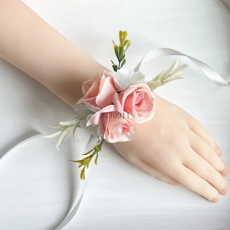 * Sposa Sposo Accessori da sposa Polso Corpetto Bracciale Polsino Fiore Damigella d'onore Fiore all'occhiello Perni da uomo Rose di seta Fiore artificiale
