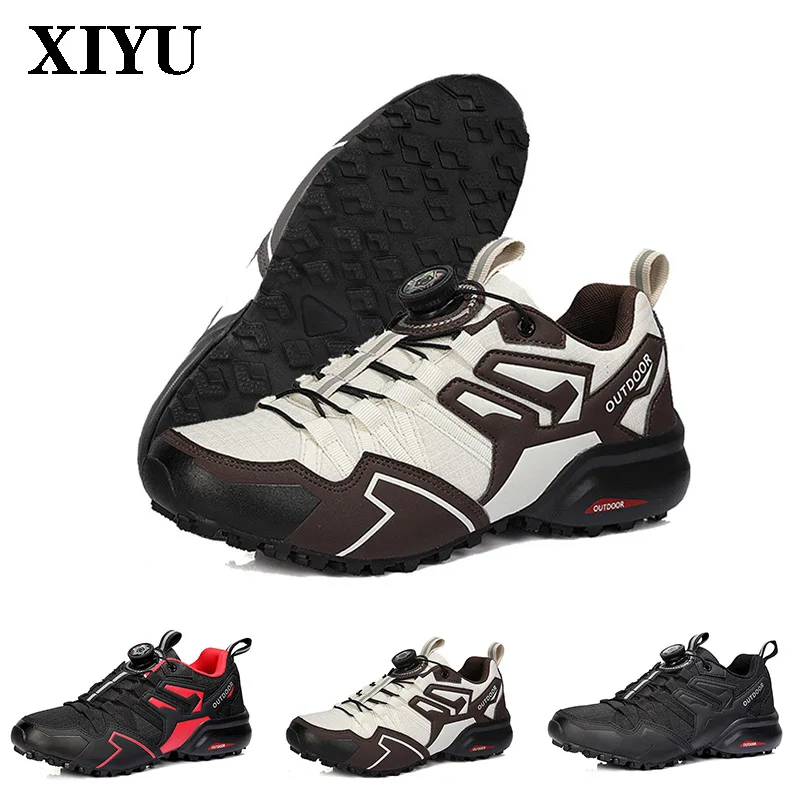 

XIYU походная обувь для бега, внедорожная модная повседневная обувь на шнуровке, уличная охотничья тактическая мужская мотоциклетная нескользящая обувь для верховой езды
