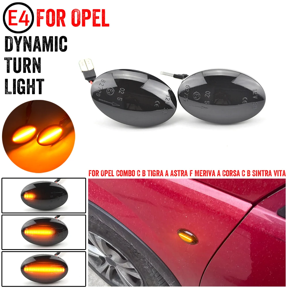 2pcs For Opel Corsa B C Astra F Combo B C Meriva A LED Dynamic Side Marker Light Repeater Indicator Light