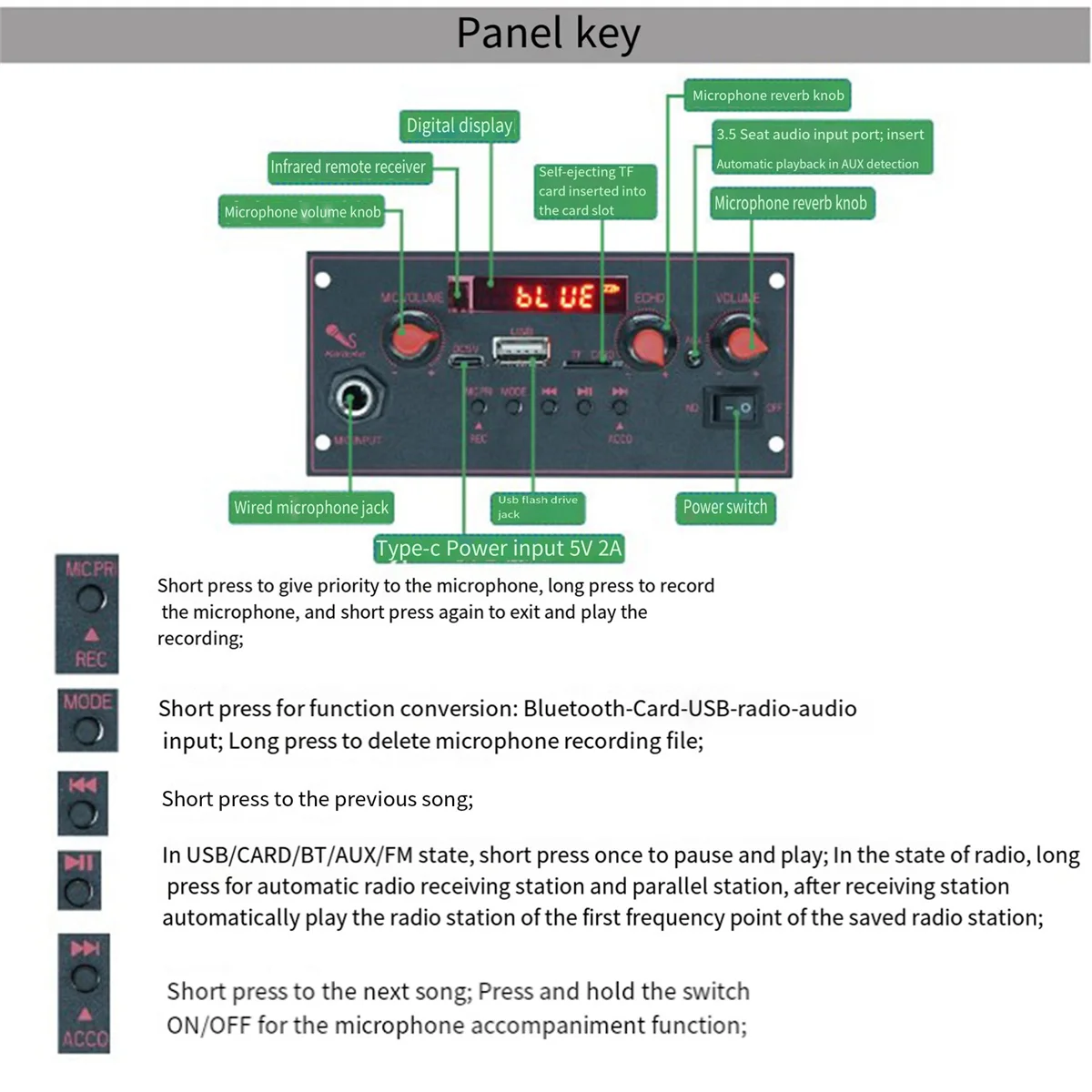 Amplifier Board 2 x 10W Bluetooth Mp3 Decoding Board,A_BSH