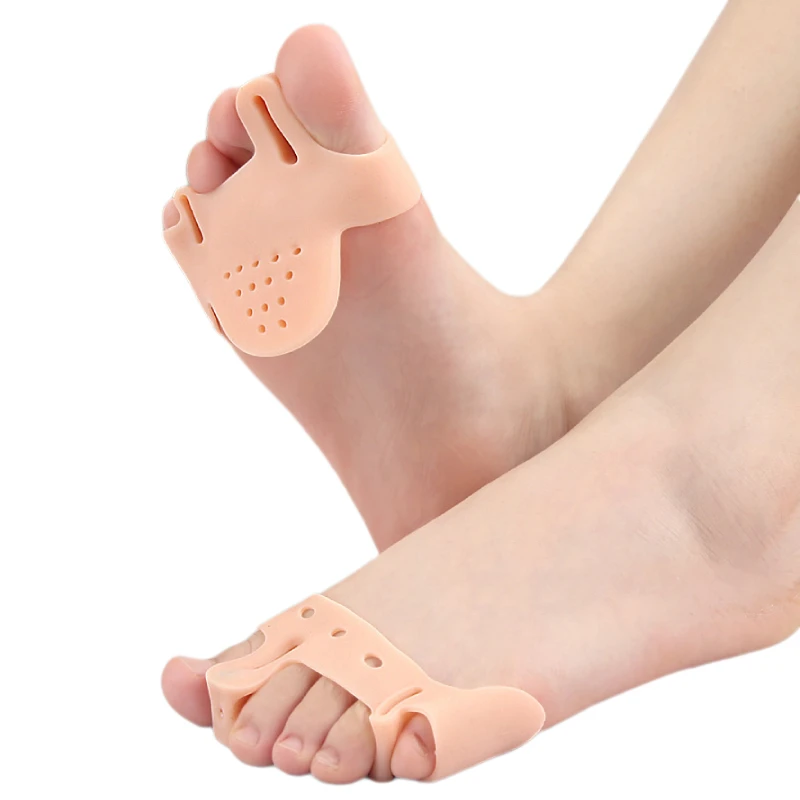 4pieces=2pairs Silicone Foot Care Pedicure Toe Separator Gel Forefoot Pads Hallux Valgus Protection Bone Thumb Orthotics Braces