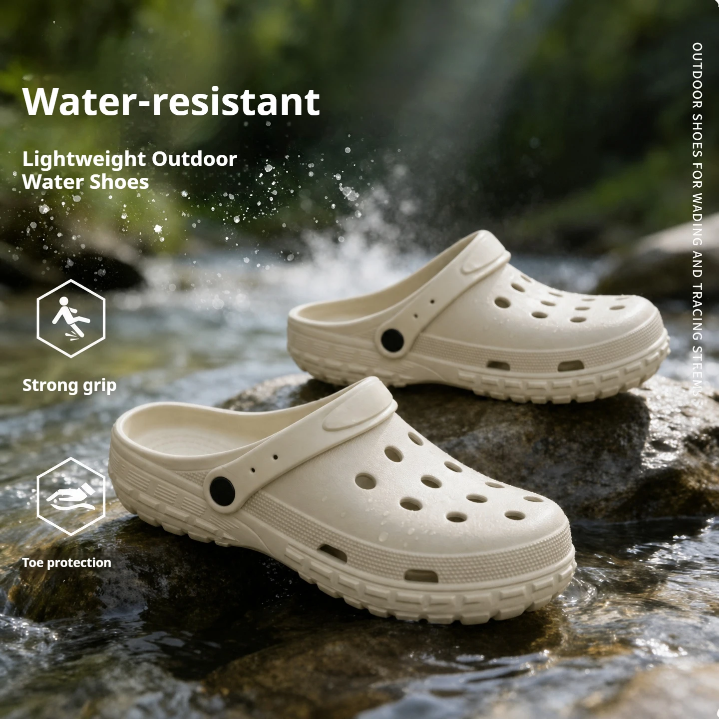 Toe‑Protect Unisex Garden Clogs Non‑Slip Water Shoes Lightweight Breathable Outdoor Beach Slip‑on Sandals
