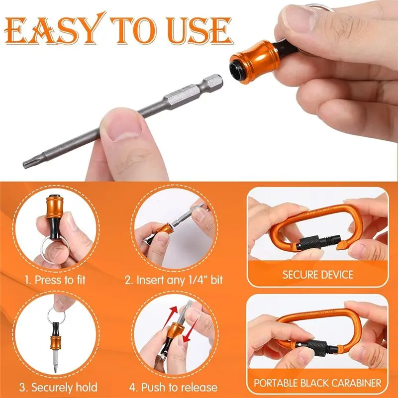 NEW HOT In Stock-18Pcs Drill Bit Holder Keychains,3Pcs 1/4 3/8 1/2Inch Socket Portable Hex Shank Screwdriver Bit Holder Drill At