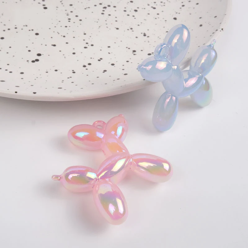 Q Cute Balloon Dog Plated Special Pink Cute Colorful Beads 45mm AB Acrylic DIY Pendant DIY Jewelry Accessories Charms