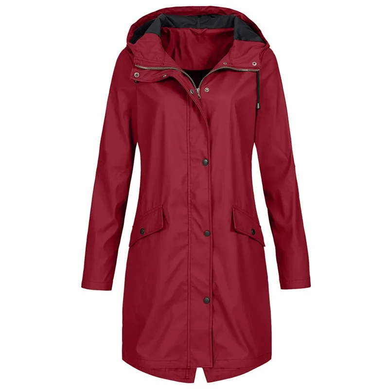 New Women's Outdoor Hiking Jacket Autumn and Winter Long Parker Windproof Outerwear Fashion Female Hooded Trench Coat Zipper