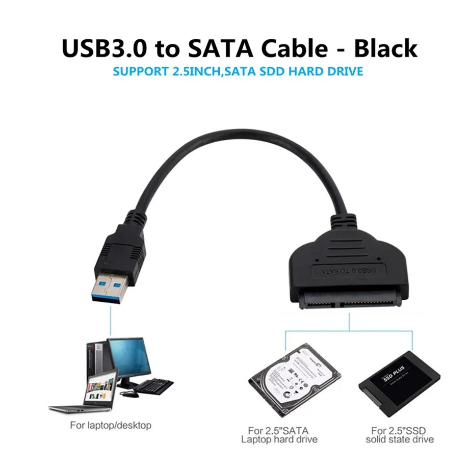 Grwibeou usb sata 3 cabo sata para usb 3.0 adaptador até 6 gbps suporte 2.5 Polegada externo ssd hdd disco rígido 22 pinos sata iii 2.0