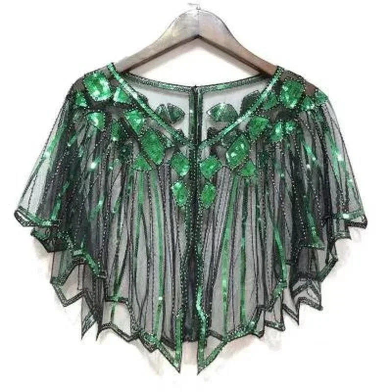 Elegant Sequin Lace Shawl Women's Evening Party Wrap Cape Multiple Colors Formal Occasion Shoulder Cover Dress Accessory