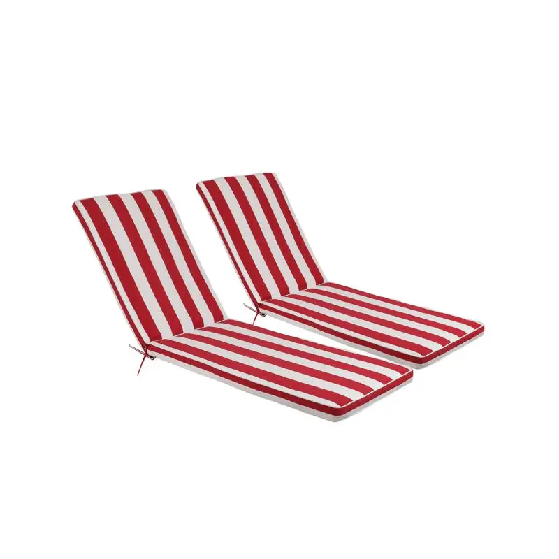 

2PCS Outdoor Lounge Chair Cushion Replacement for Patio Furniture Seat Chaise Lounge Cushion Red and White Striped
