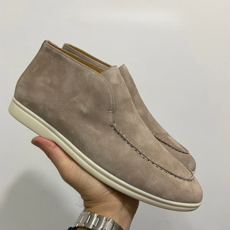 Sapatos casuais de camurça para homens e mulheres, mocassins planos, couro cheio, botins, caminhada, férias, outono, inverno, moda