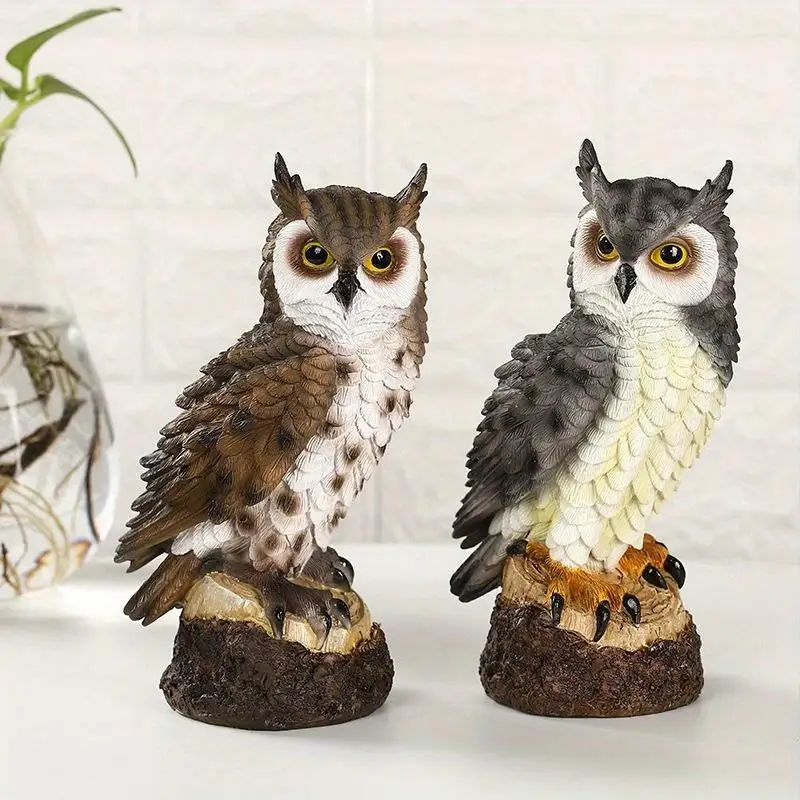 Resin Bionic Owl Ornaments Outdoor Porch Decorative Figurines for Portico Courtyard Garden Sculpture Gift