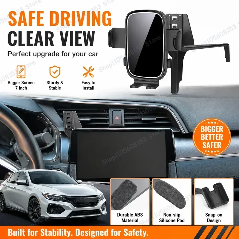 For Honda Civic 2016 2017 2018 2019 2020 Hatchback TYPE R Clip On Phone Mount Adjustable Stable Car Holder No Vibration