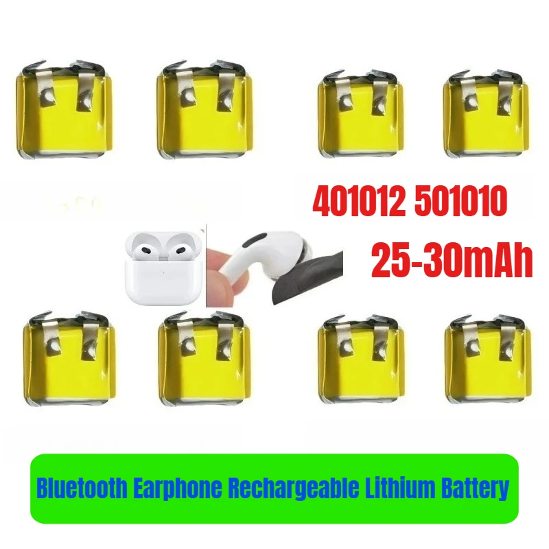 

2025 New 3.7 V Battery 401012 501010 30mAh 40mAh Bluetooth Earphone Rechargeable Lithium Battery