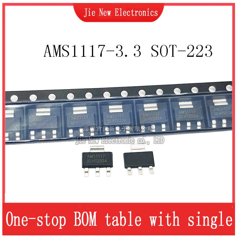 Regulador de voltaje AMS1117-3.3, AMS1117 1117, 3 V, 1A, SOT223, la mejor calidad