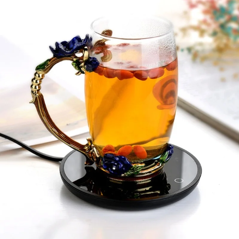 Electric Waterproof Touch Heating Cup Mat Warm Pad For Coffee Tea MilkBlack