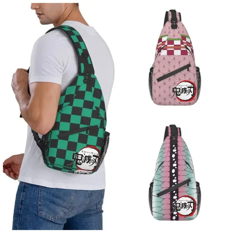 Demon Slayer Tanjiro Umhängetasche – Kimetsu No Yaiba Brustrucksack, Umhängetasche für Reisen und Wandern, Anime-Geschenk für Männer