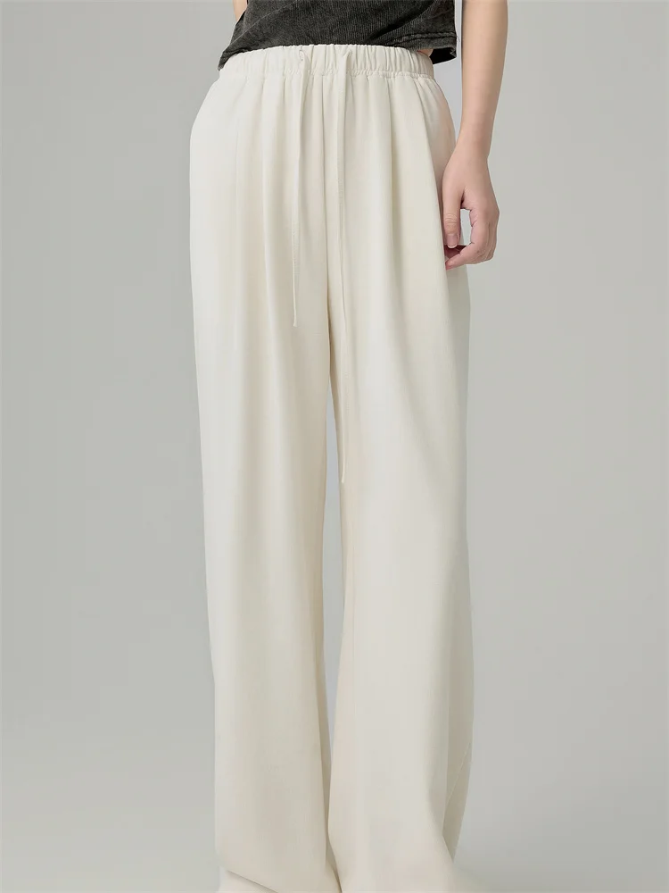 

Fashionable Casual Wide Leg Pants Women's Elastic Waist Long Sports Pants Spring New Arrival Comfortable Stretchy Trousers