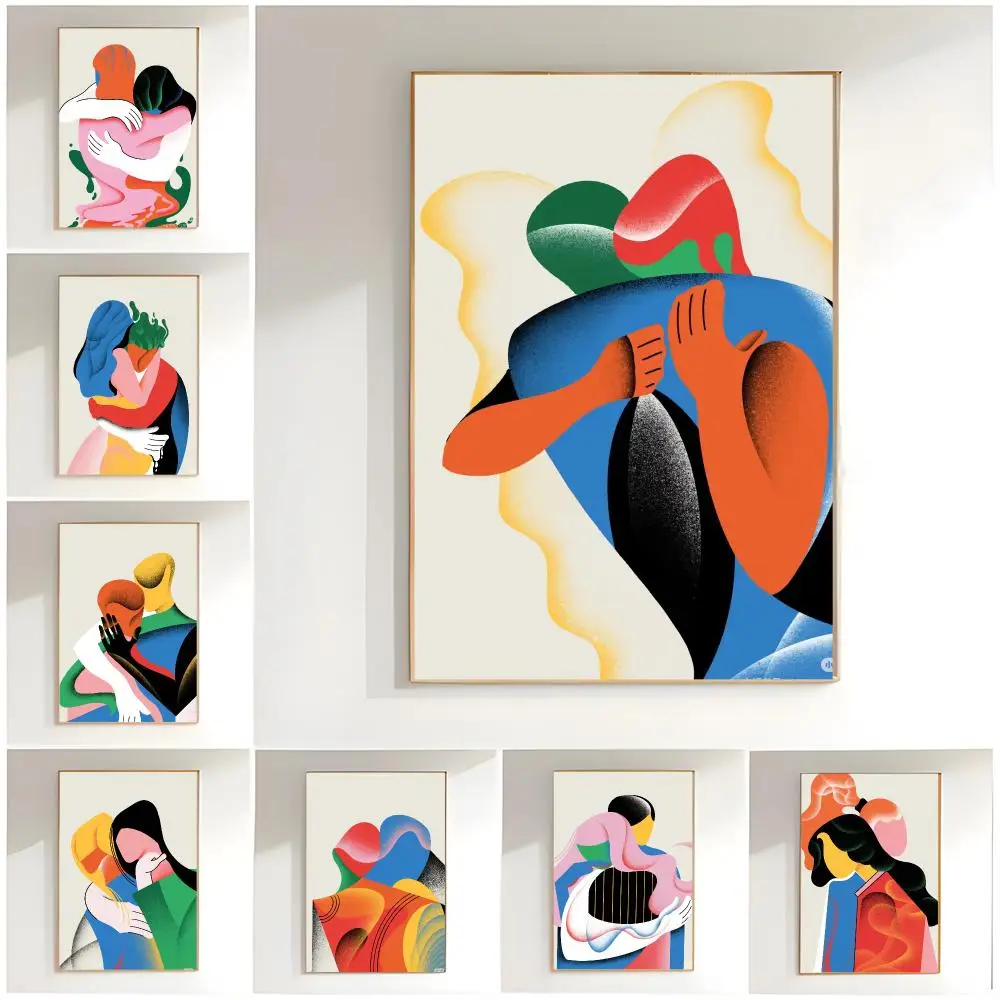 Warm Illustration Creative Warm Hug Illustration Poster Premium Wall Decor Modern Home Poster Unframed