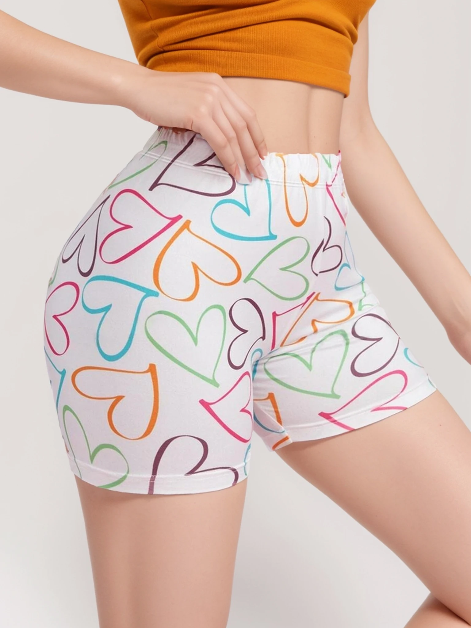 Print yoga shorts women's leggings high waist booty lifting fittness short pants tummy control running training slim fit shorts