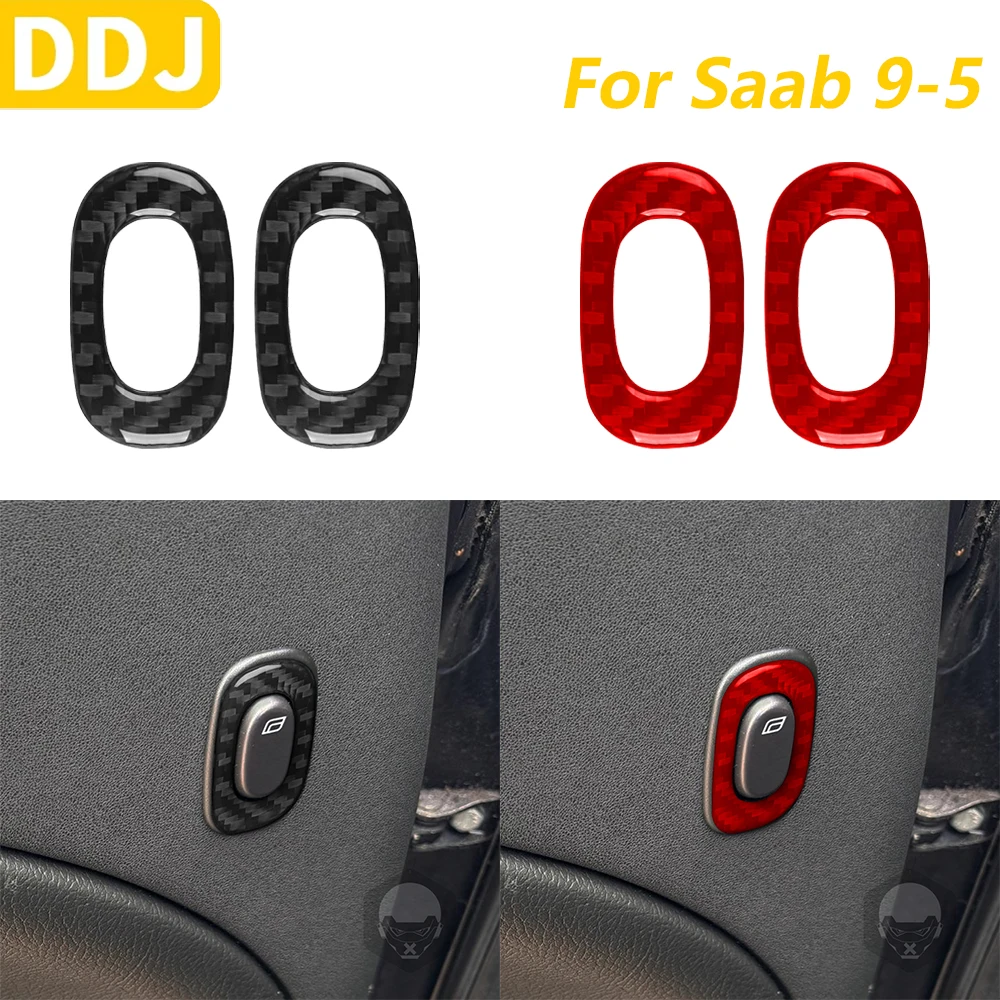 

Для Saab 9-5 2003 2004 2005, углеродное волокно, панель переключателя подъема заднего стекла, накладка, автомобильные аксессуары, наклейка для украшения интерьера