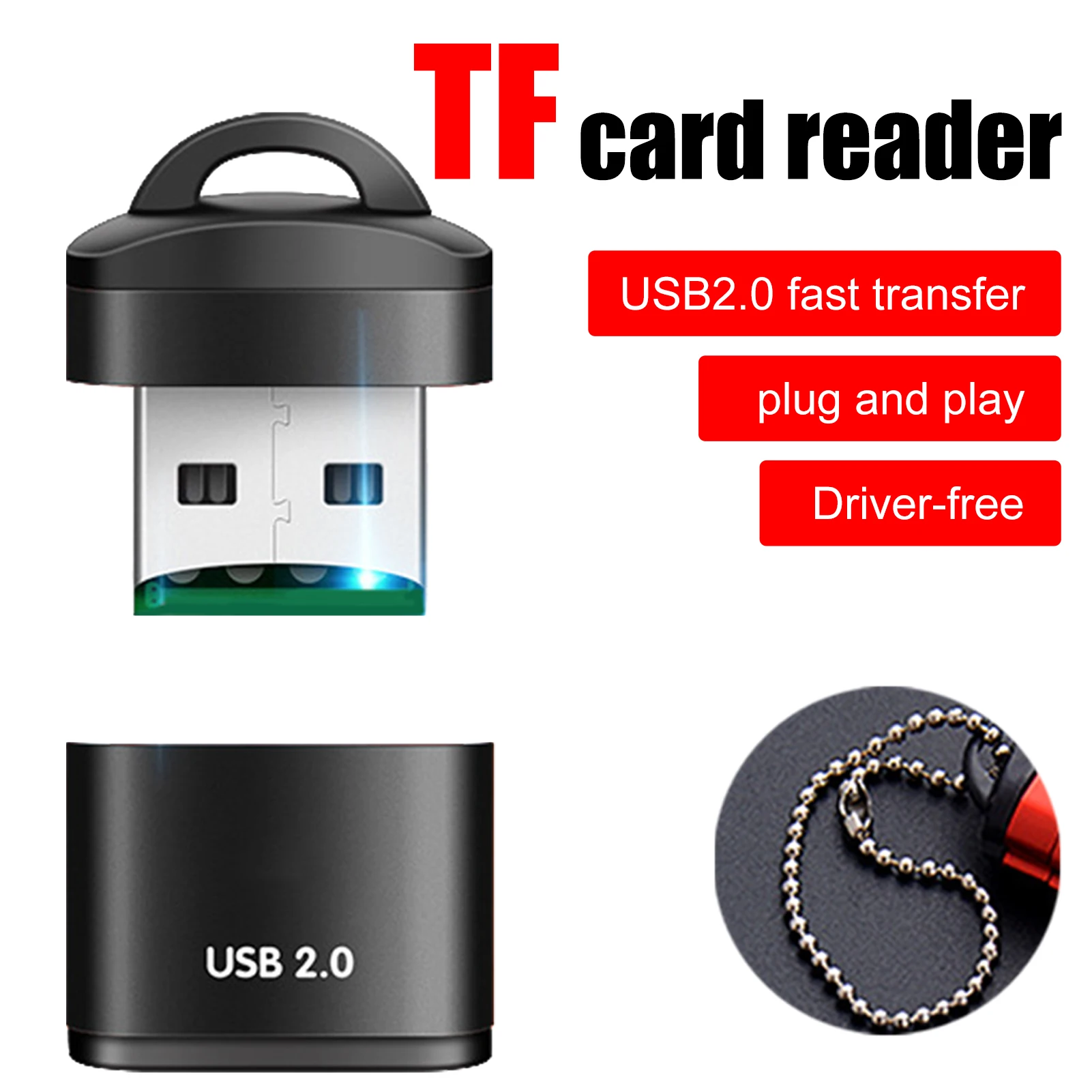 USBSDTF Mini Card Reader USB 2.0 Mobile Phone High Speed Memory Card Reader MicroSD Mini USB Adapter Plug And Play