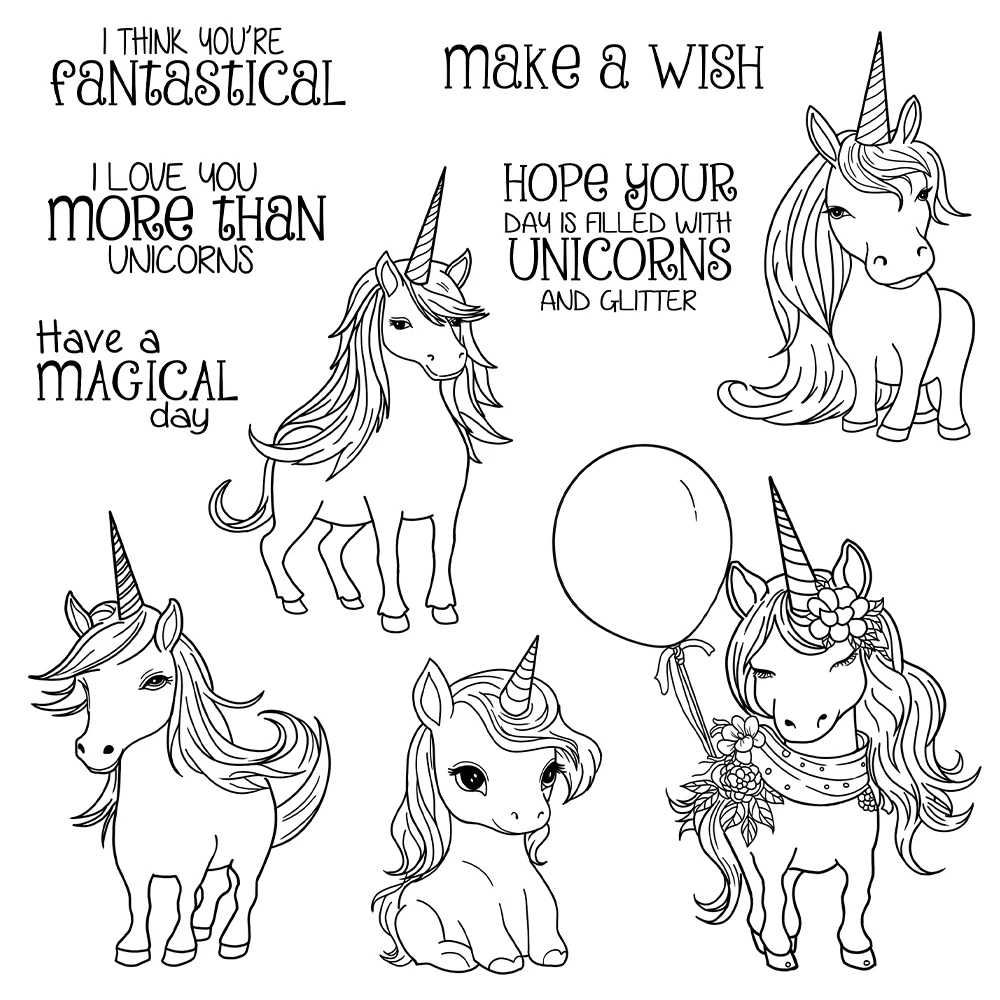 Mangocraft Cute Cartoon Unicorns Cutting Dies Clear Stamp DIY Scrapbooking Supplies Metal Dies Silicone Stamps For Cards Albums