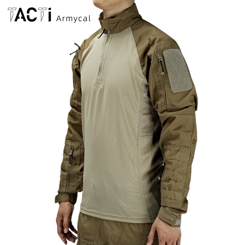 2024 Causal Men Tactical Shirts Long Sleeve Pullover Zip Shirt Breathable Outdoor Hunting Hiking Training Clothes Plus Size 4XL