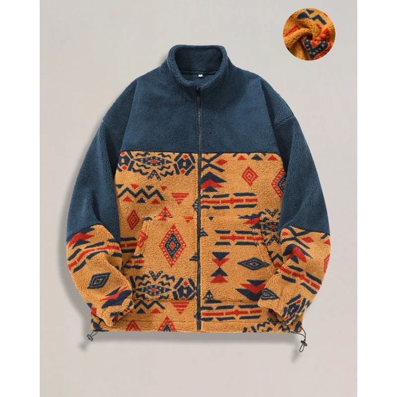 

Толстовка с воротником-стойкой на молнии в этническом стиле, мужская куртка-кардиган в стиле ретро, топ